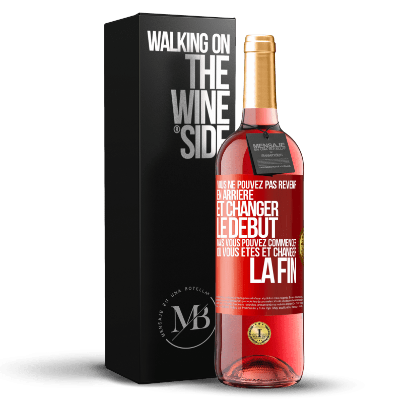 29,95 € Envoi gratuit | Vin rosé Édition ROSÉ Vous ne pouvez pas revenir en arrière et changer le début, mais vous pouvez commencer où vous êtes et changer la fin Étiquette Rouge. Étiquette personnalisable Vin jeune Récolte 2025 Tempranillo