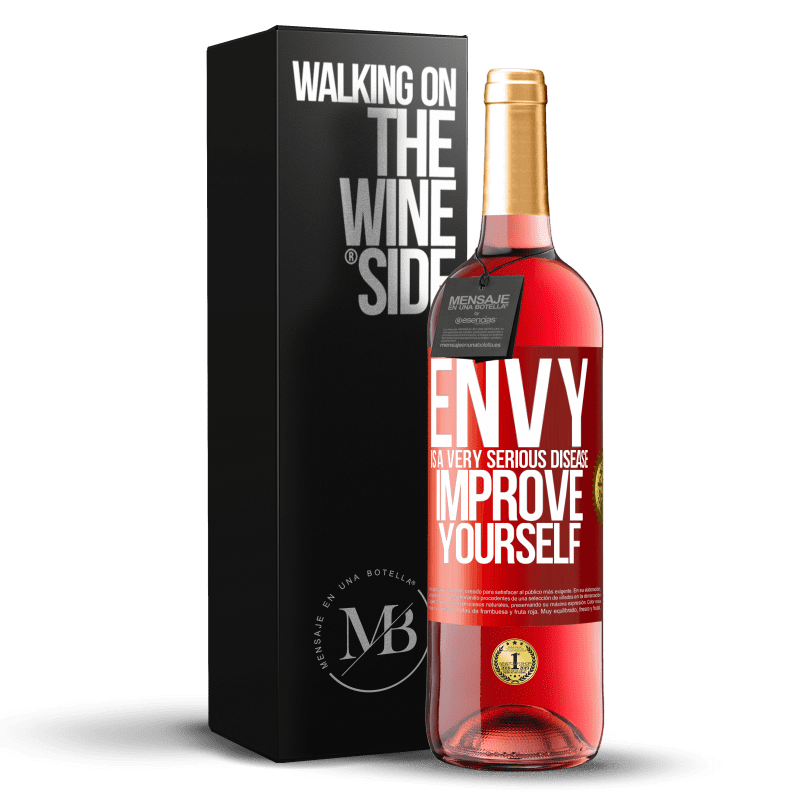 29,95 € Free Shipping | Rosé Wine ROSÉ Edition Envy is a very serious disease, improve yourself Red Label. Customizable label Young wine Harvest 2021 Tempranillo