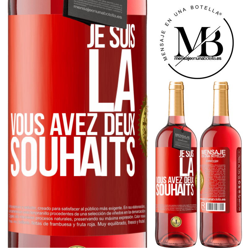 29,95 € Envoi gratuit | Vin rosé Édition ROSÉ Je suis là. Il ne te reste plus que deux voeux Étiquette Rouge. Étiquette personnalisable Vin jeune Récolte 2024 Tempranillo