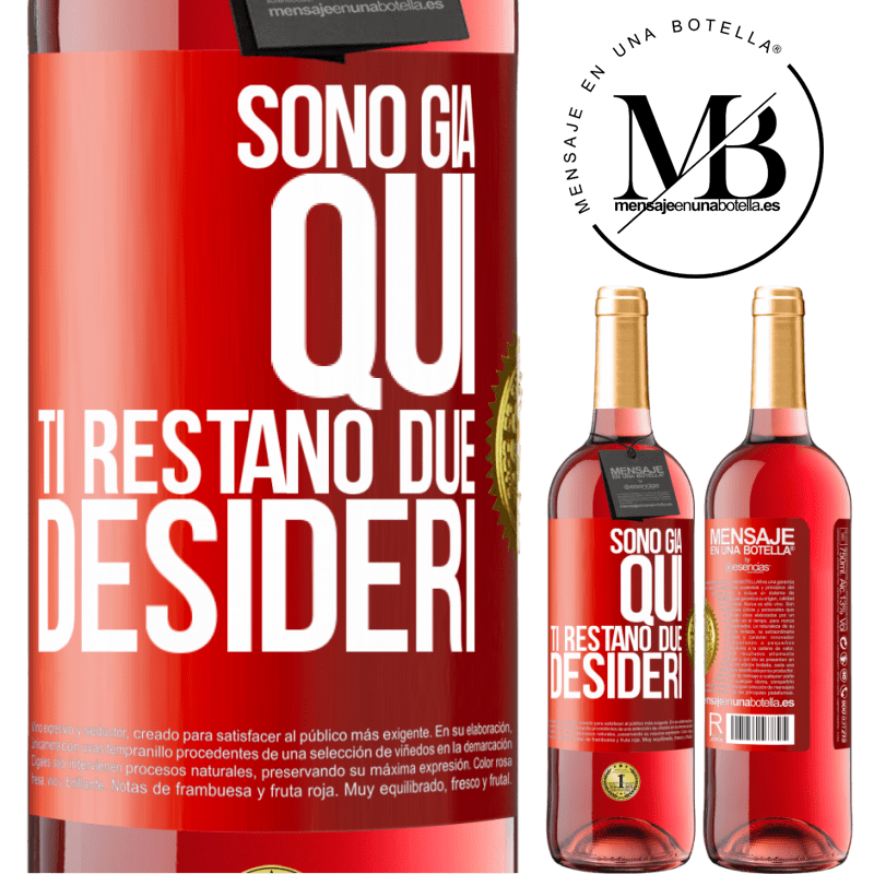 29,95 € Spedizione Gratuita | Vino rosato Edizione ROSÉ Sono già qui. Ti restano due desideri Etichetta Rossa. Etichetta personalizzabile Vino giovane Raccogliere 2024 Tempranillo