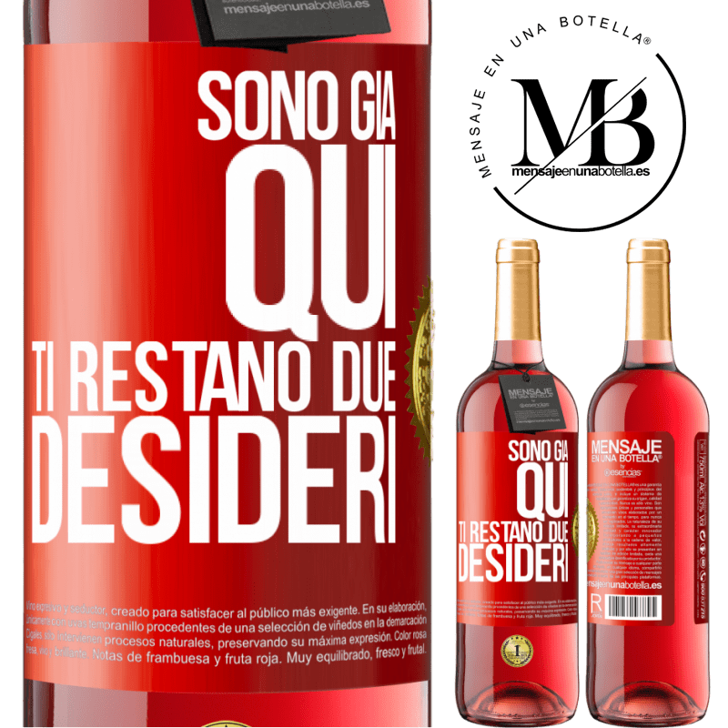 29,95 € Spedizione Gratuita | Vino rosato Edizione ROSÉ Sono già qui. Ti restano due desideri Etichetta Rossa. Etichetta personalizzabile Vino giovane Raccogliere 2025 Tempranillo