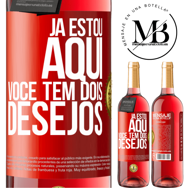 29,95 € Envio grátis | Vinho rosé Edição ROSÉ Já estou aqui. Você tem dois desejos Etiqueta Vermelha. Etiqueta personalizável Vinho jovem Colheita 2024 Tempranillo