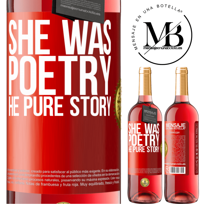 29,95 € Free Shipping | Rosé Wine ROSÉ Edition She was poetry, he pure story Red Label. Customizable label Young wine Harvest 2022 Tempranillo