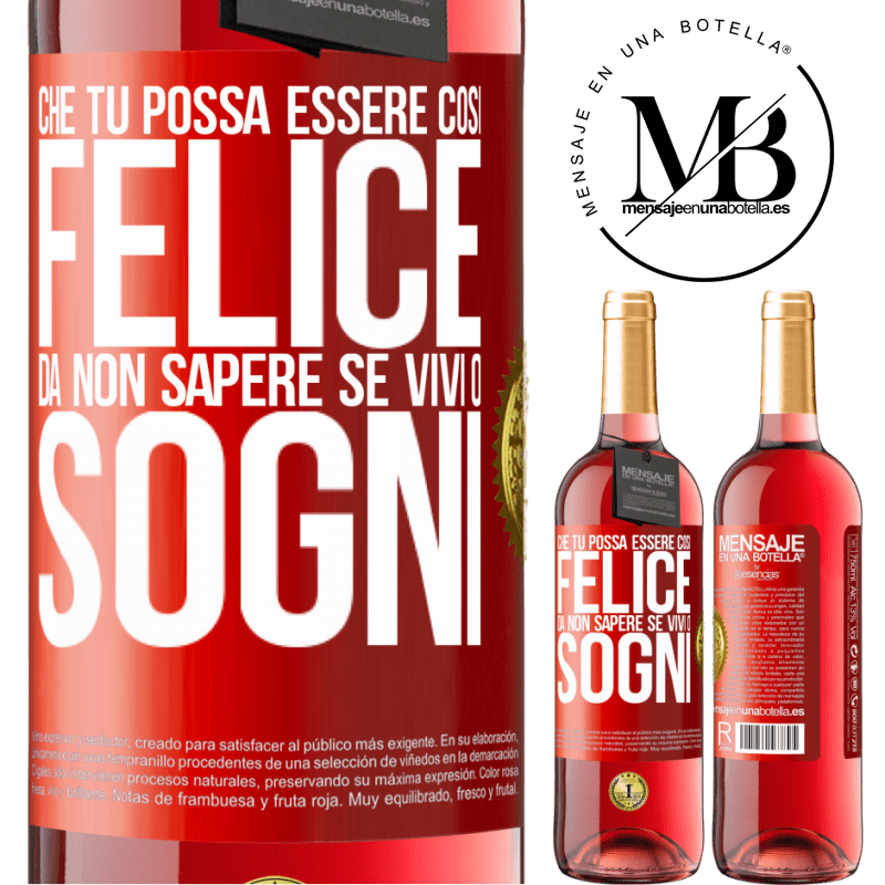 29,95 € Spedizione Gratuita | Vino rosato Edizione ROSÉ Che tu possa essere così felice da non sapere se vivi o sogni Etichetta Rossa. Etichetta personalizzabile Vino giovane Raccogliere 2023 Tempranillo