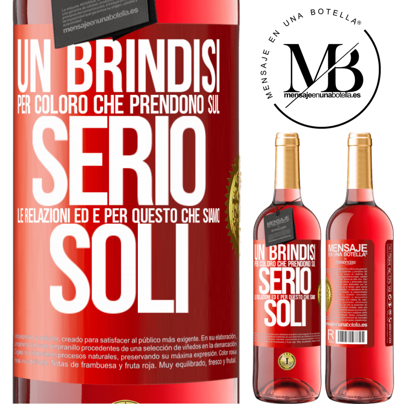 29,95 € Spedizione Gratuita | Vino rosato Edizione ROSÉ Un brindisi per coloro che prendono sul serio le relazioni ed è per questo che siamo soli Etichetta Rossa. Etichetta personalizzabile Vino giovane Raccogliere 2023 Tempranillo