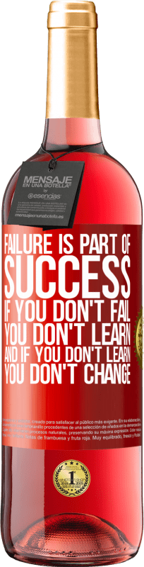 29,95 € | Rosé Wine ROSÉ Edition Failure is part of success. If you don't fail, you don't learn. And if you don't learn, you don't change Red Label. Customizable label Young wine Harvest 2023 Tempranillo