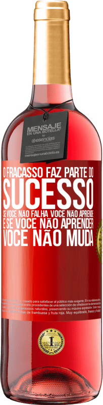 «O fracasso faz parte do sucesso. Se você não falha, você não aprende. E se você não aprender, você não muda» Edição ROSÉ