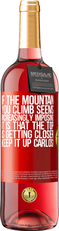 29,95 € | Rosé Wine ROSÉ Edition If the mountain you climb seems increasingly imposing, it is that the top is getting closer. Keep it up Carlos! Red Label. Customizable label Young wine Harvest 2023 Tempranillo