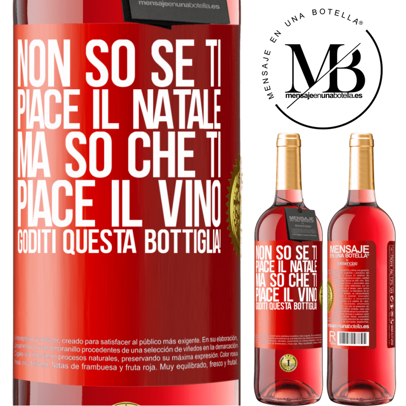 29,95 € Spedizione Gratuita | Vino rosato Edizione ROSÉ Non so se ti piace il Natale, ma so che ti piace il vino. Goditi questa bottiglia! Etichetta Rossa. Etichetta personalizzabile Vino giovane Raccogliere 2023 Tempranillo