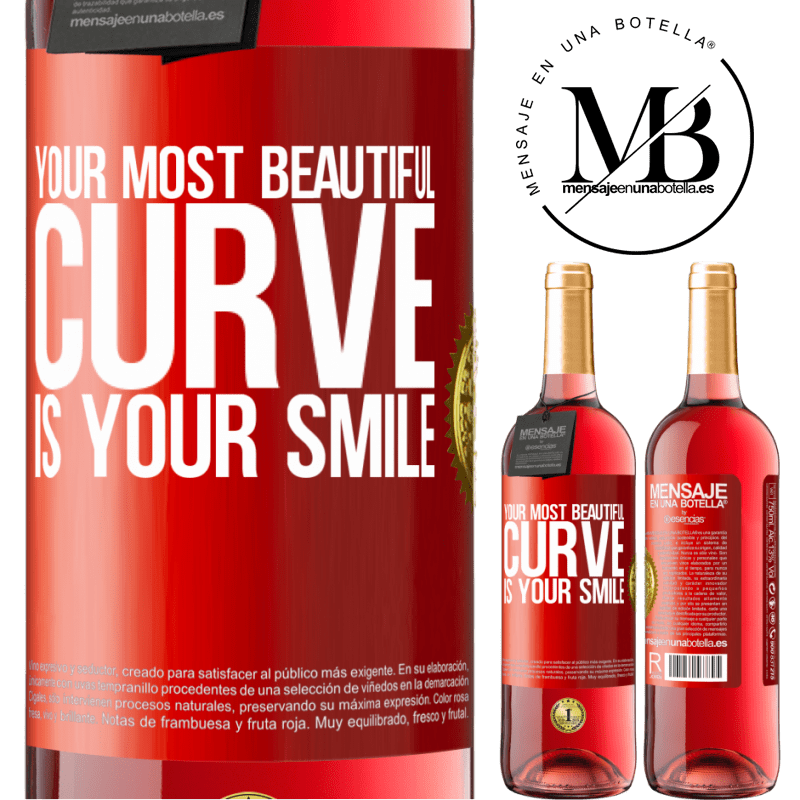 24,95 € Free Shipping | Rosé Wine ROSÉ Edition Your most beautiful curve is your smile Red Label. Customizable label Young wine Harvest 2021 Tempranillo