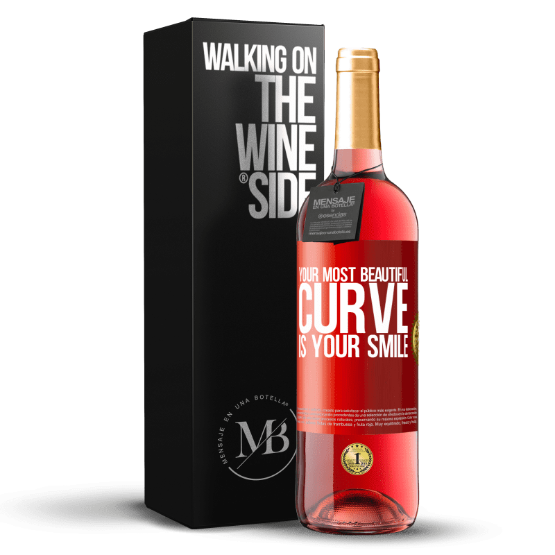 29,95 € Free Shipping | Rosé Wine ROSÉ Edition Your most beautiful curve is your smile Red Label. Customizable label Young wine Harvest 2023 Tempranillo