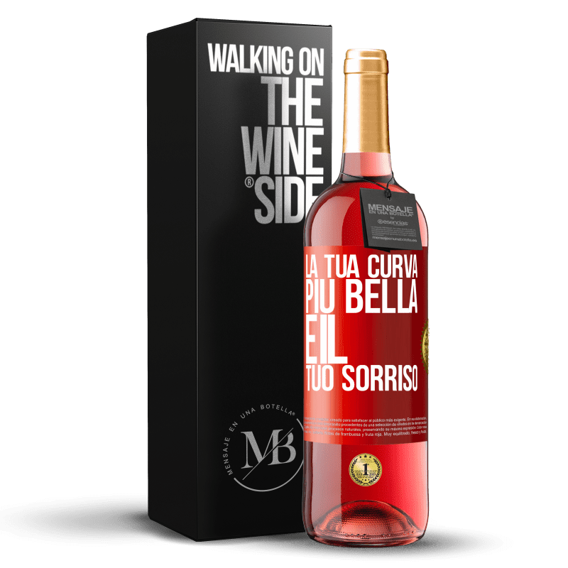 29,95 € Spedizione Gratuita | Vino rosato Edizione ROSÉ La tua curva più bella è il tuo sorriso Etichetta Rossa. Etichetta personalizzabile Vino giovane Raccogliere 2024 Tempranillo