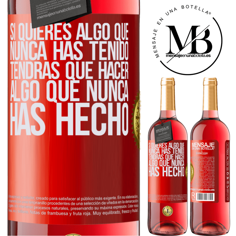 29,95 € Envío gratis | Vino Rosado Edición ROSÉ Si quieres algo que nunca has tenido, tendrás que hacer algo que nunca has hecho Etiqueta Roja. Etiqueta personalizable Vino joven Cosecha 2024 Tempranillo