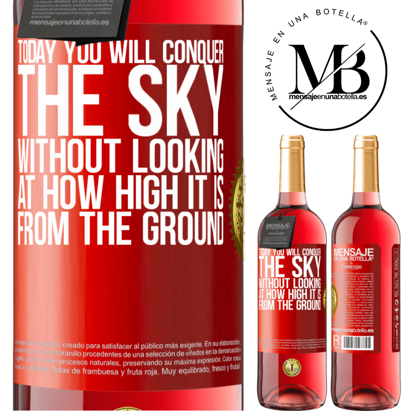 24,95 € Free Shipping | Rosé Wine ROSÉ Edition Today you will conquer the sky, without looking at how high it is from the ground Red Label. Customizable label Young wine Harvest 2021 Tempranillo