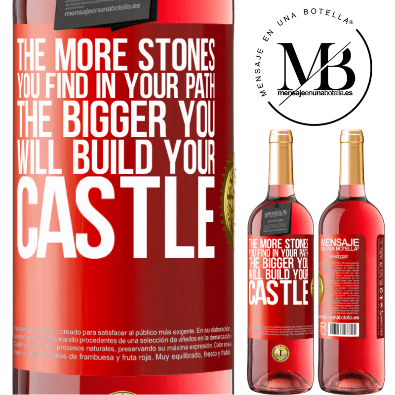 29,95 € Free Shipping | Rosé Wine ROSÉ Edition The more stones you find in your path, the bigger you will build your castle Red Label. Customizable label Young wine Harvest 2021 Tempranillo
