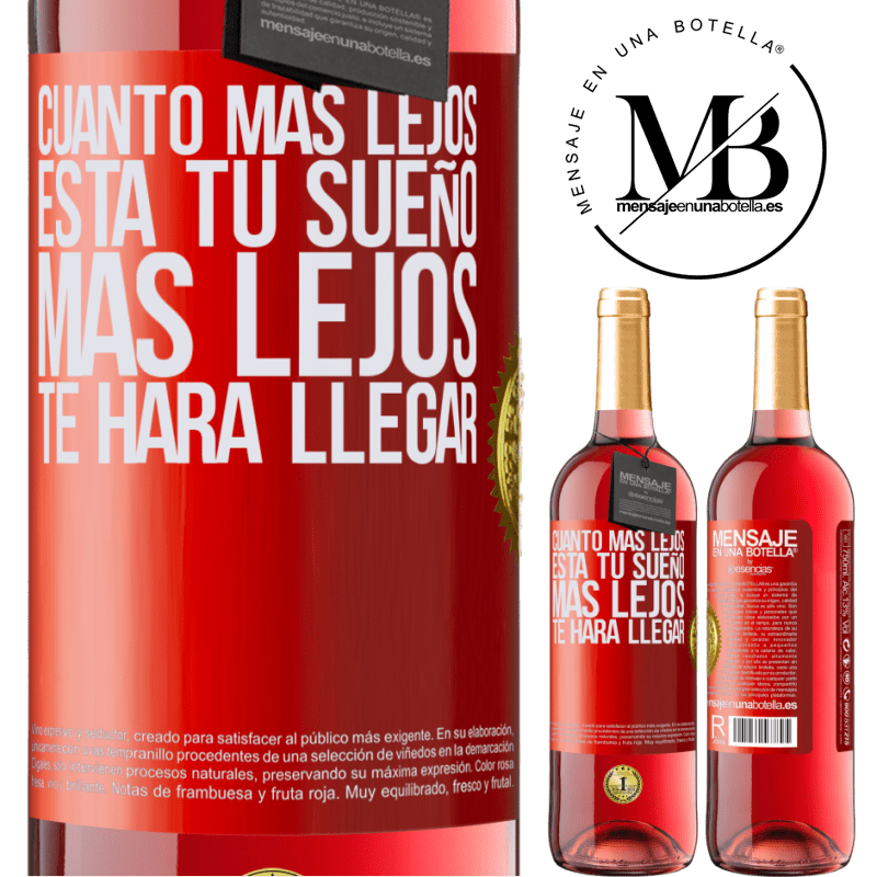 29,95 € Envío gratis | Vino Rosado Edición ROSÉ Cuanto más lejos está tu sueño, más lejos te hará llegar Etiqueta Roja. Etiqueta personalizable Vino joven Cosecha 2024 Tempranillo