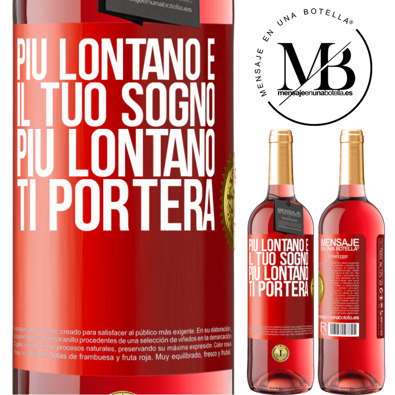 29,95 € Spedizione Gratuita | Vino rosato Edizione ROSÉ Più lontano è il tuo sogno, più lontano ti porterà Etichetta Rossa. Etichetta personalizzabile Vino giovane Raccogliere 2024 Tempranillo