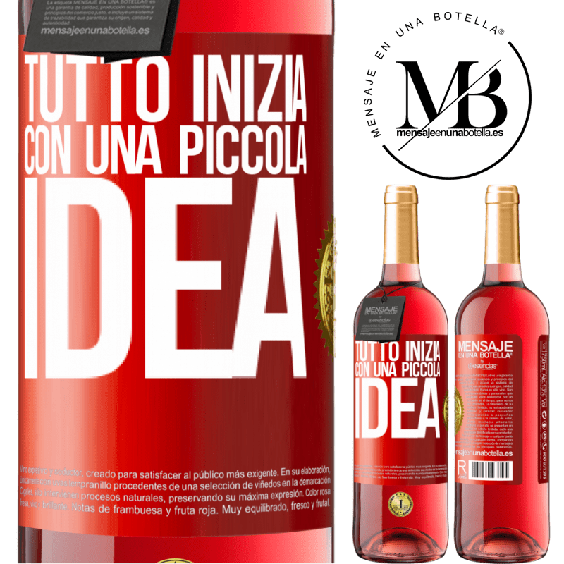 29,95 € Spedizione Gratuita | Vino rosato Edizione ROSÉ Tutto inizia con una piccola idea Etichetta Rossa. Etichetta personalizzabile Vino giovane Raccogliere 2025 Tempranillo
