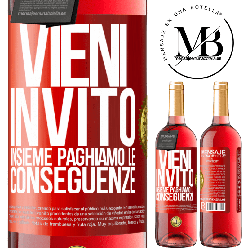 29,95 € Spedizione Gratuita | Vino rosato Edizione ROSÉ Vieni, invito, insieme paghiamo le conseguenze Etichetta Rossa. Etichetta personalizzabile Vino giovane Raccogliere 2023 Tempranillo