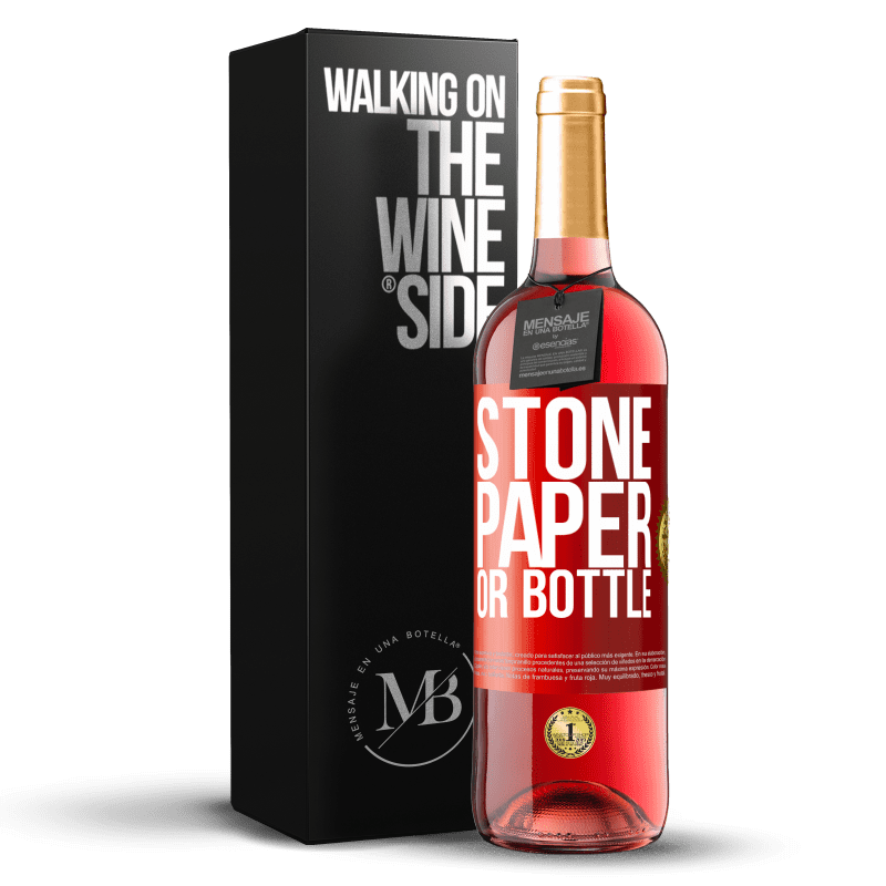 29,95 € Free Shipping | Rosé Wine ROSÉ Edition Stone, paper or bottle Red Label. Customizable label Young wine Harvest 2023 Tempranillo