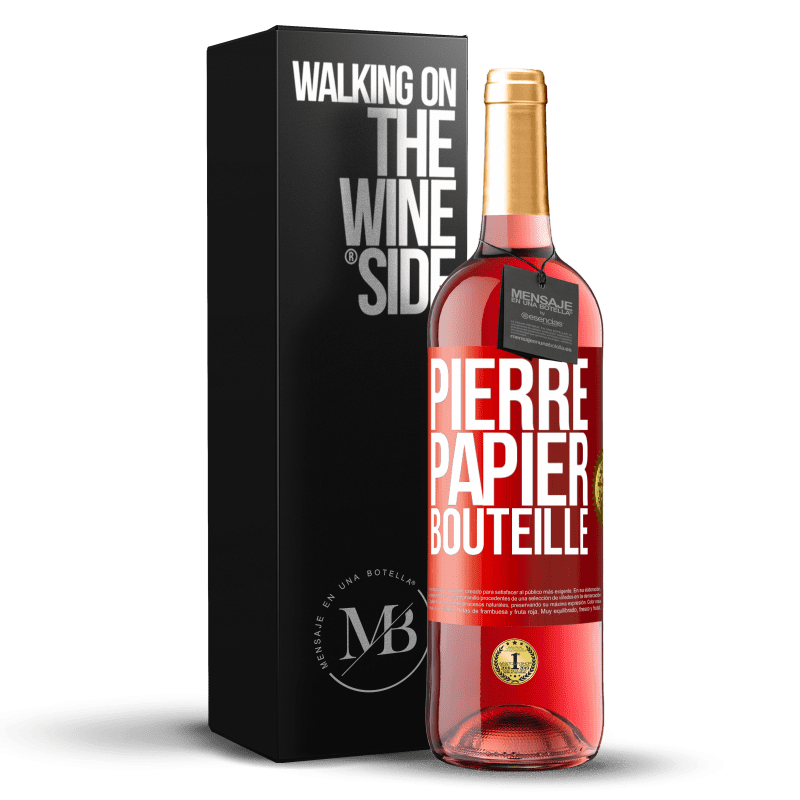 29,95 € Envoi gratuit | Vin rosé Édition ROSÉ Pierre-papier-bouteille Étiquette Rouge. Étiquette personnalisable Vin jeune Récolte 2023 Tempranillo
