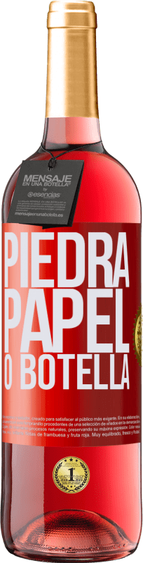 29,95 € | Vino Rosado Edición ROSÉ Piedra, papel o botella Etiqueta Roja. Etiqueta personalizable Vino joven Cosecha 2023 Tempranillo