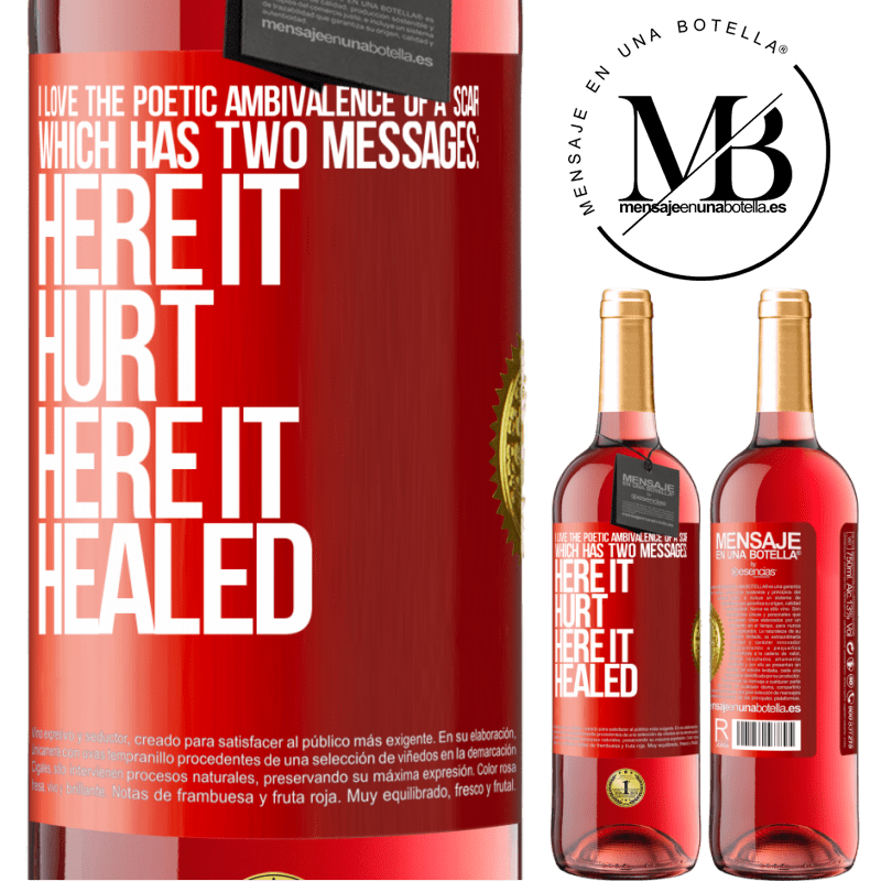 29,95 € Free Shipping | Rosé Wine ROSÉ Edition I love the poetic ambivalence of a scar, which has two messages: here it hurt, here it healed Red Label. Customizable label Young wine Harvest 2022 Tempranillo