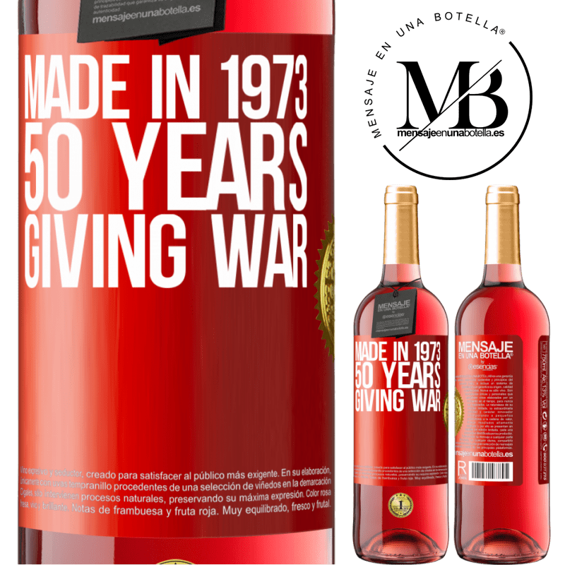 29,95 € Free Shipping | Rosé Wine ROSÉ Edition Made in 1970. 50 years giving war Red Label. Customizable label Young wine Harvest 2022 Tempranillo