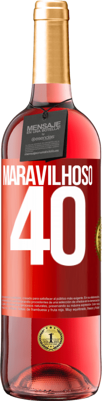 29,95 € | Vinho rosé Edição ROSÉ Maravilhoso 40 Etiqueta Vermelha. Etiqueta personalizável Vinho jovem Colheita 2023 Tempranillo