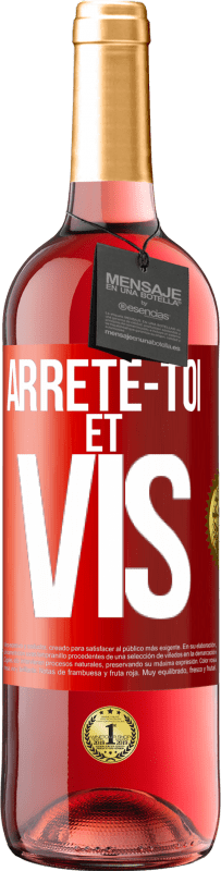 29,95 € Envoi gratuit | Vin rosé Édition ROSÉ Arrête-toi et vis Étiquette Rouge. Étiquette personnalisable Vin jeune Récolte 2023 Tempranillo