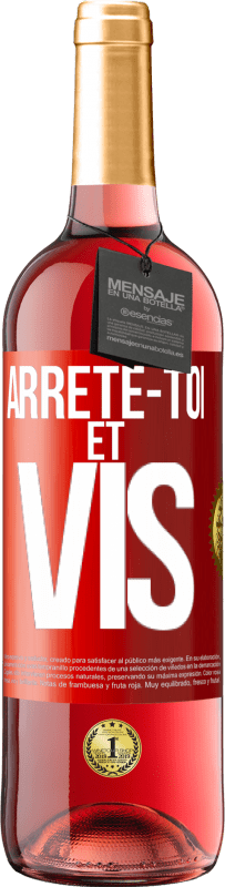 29,95 € Envoi gratuit | Vin rosé Édition ROSÉ Arrête-toi et vis Étiquette Rouge. Étiquette personnalisable Vin jeune Récolte 2025 Tempranillo