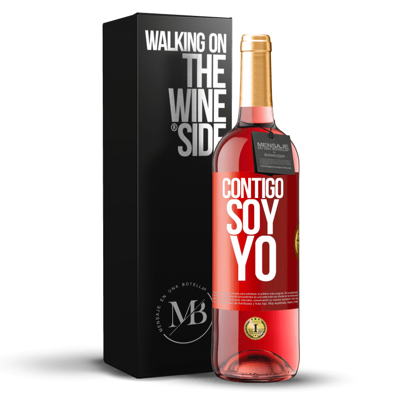 29,95 € Envío gratis | Vino Rosado Edición ROSÉ Contigo soy yo Etiqueta Roja. Etiqueta personalizable Vino joven Cosecha 2023 Tempranillo