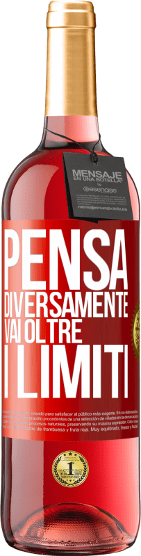 Spedizione Gratuita | Vino rosato Edizione ROSÉ Pensa diversamente. Vai oltre i limiti Etichetta Rossa. Etichetta personalizzabile Vino giovane Raccogliere 2023 Tempranillo