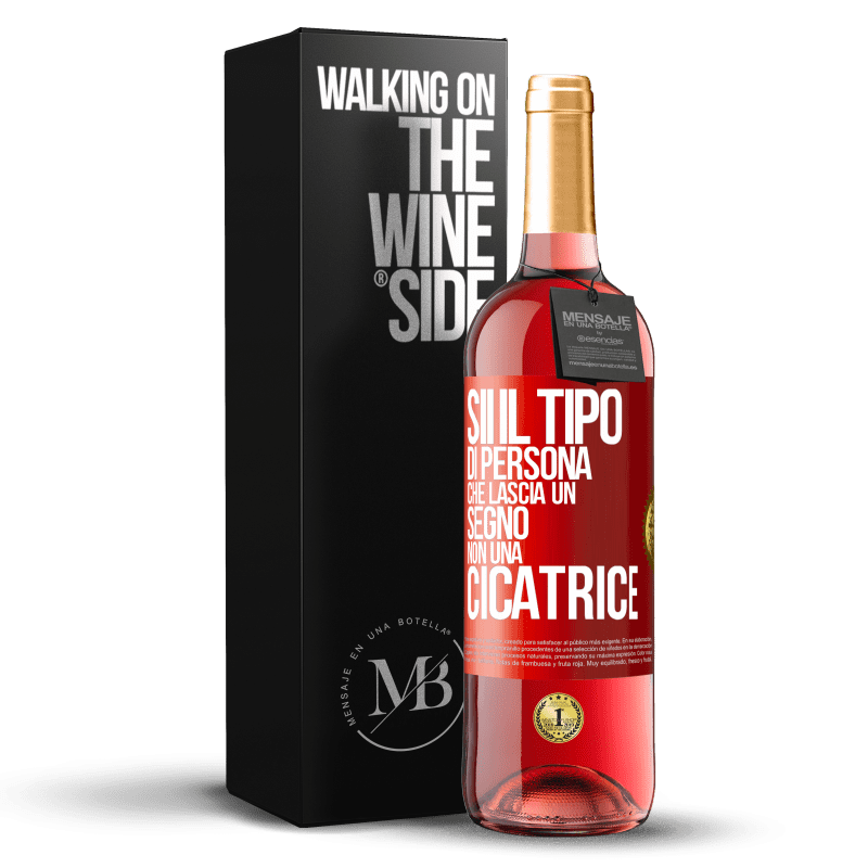 29,95 € Spedizione Gratuita | Vino rosato Edizione ROSÉ Sii il tipo di persona che lascia un segno, non una cicatrice Etichetta Rossa. Etichetta personalizzabile Vino giovane Raccogliere 2023 Tempranillo