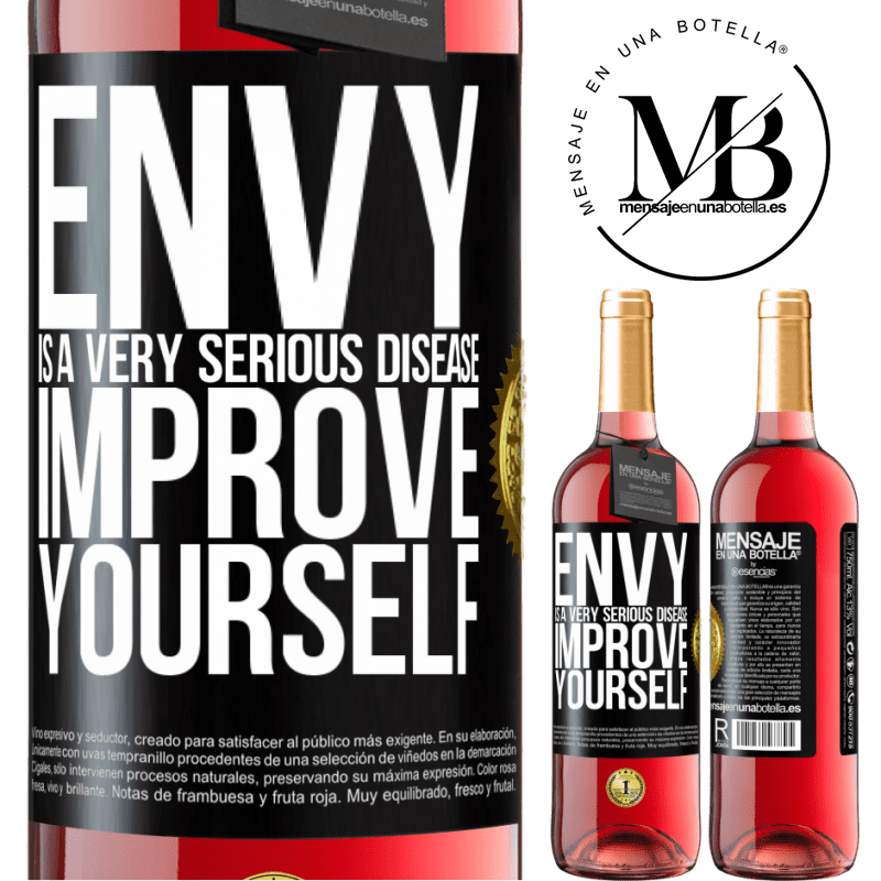 29,95 € Free Shipping | Rosé Wine ROSÉ Edition Envy is a very serious disease, improve yourself Black Label. Customizable label Young wine Harvest 2021 Tempranillo