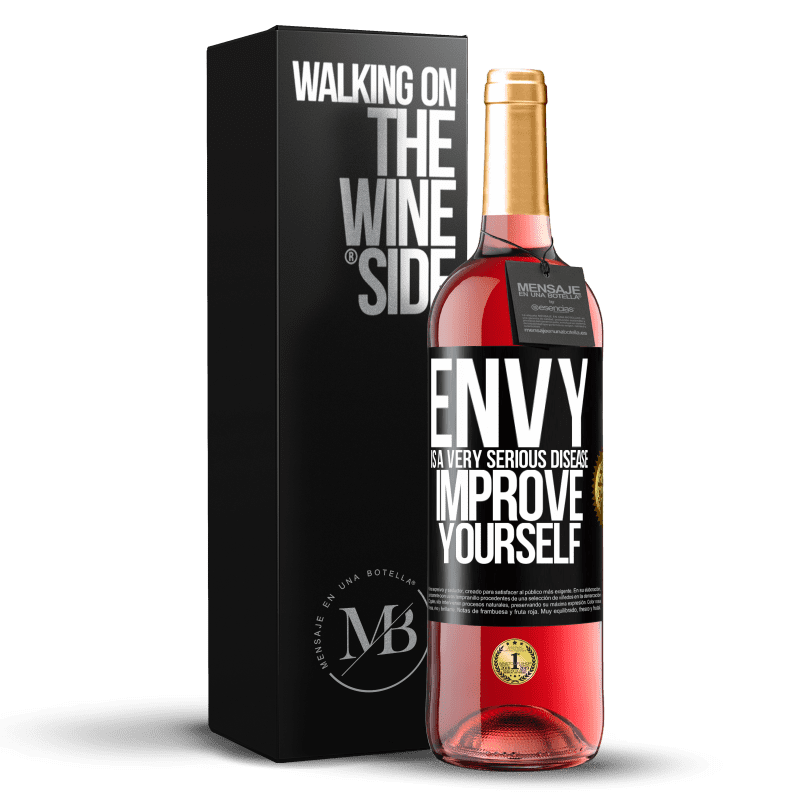 29,95 € Free Shipping | Rosé Wine ROSÉ Edition Envy is a very serious disease, improve yourself Black Label. Customizable label Young wine Harvest 2024 Tempranillo