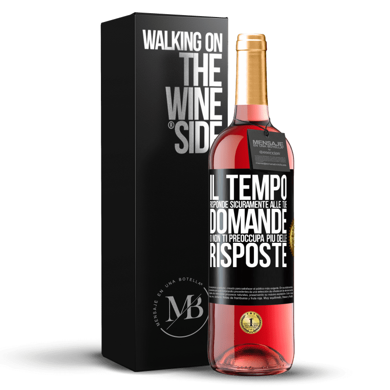 29,95 € Spedizione Gratuita | Vino rosato Edizione ROSÉ Il tempo risponde sicuramente alle tue domande o non ti preoccupa più delle risposte Etichetta Nera. Etichetta personalizzabile Vino giovane Raccogliere 2024 Tempranillo