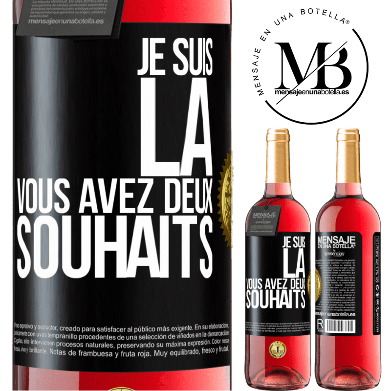 29,95 € Envoi gratuit | Vin rosé Édition ROSÉ Je suis là. Il ne te reste plus que deux voeux Étiquette Noire. Étiquette personnalisable Vin jeune Récolte 2025 Tempranillo