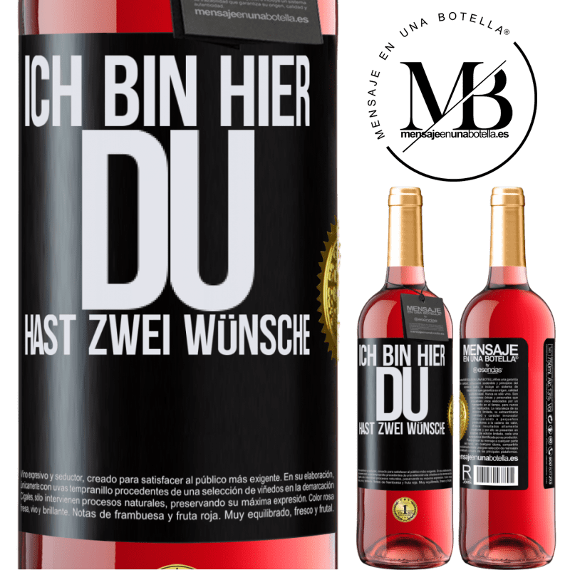 29,95 € Kostenloser Versand | Roséwein ROSÉ Ausgabe Ich bin hier. Du hast zwei Wünsche Schwarzes Etikett. Anpassbares Etikett Junger Wein Ernte 2024 Tempranillo