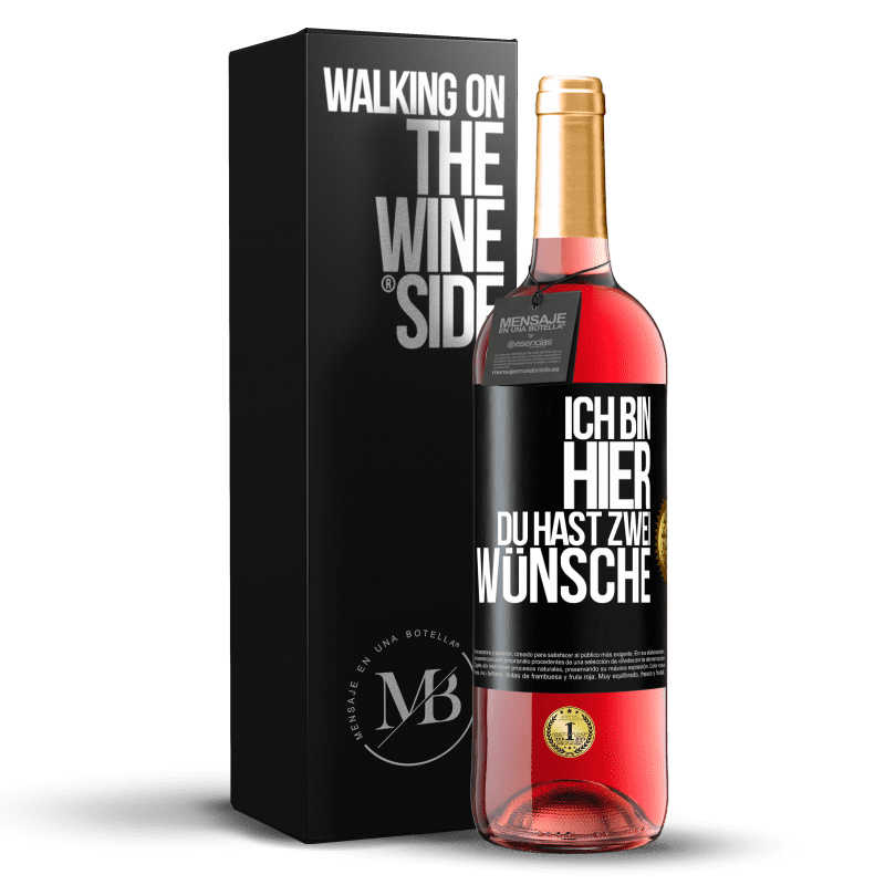 29,95 € Kostenloser Versand | Roséwein ROSÉ Ausgabe Ich bin hier. Du hast zwei Wünsche Schwarzes Etikett. Anpassbares Etikett Junger Wein Ernte 2025 Tempranillo