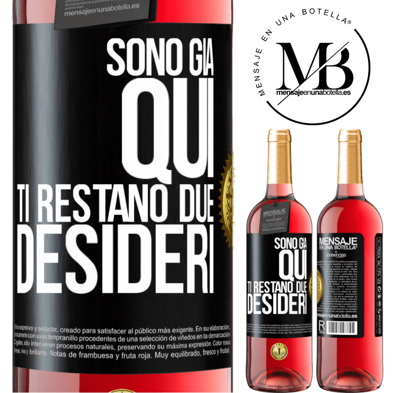 29,95 € Spedizione Gratuita | Vino rosato Edizione ROSÉ Sono già qui. Ti restano due desideri Etichetta Nera. Etichetta personalizzabile Vino giovane Raccogliere 2024 Tempranillo