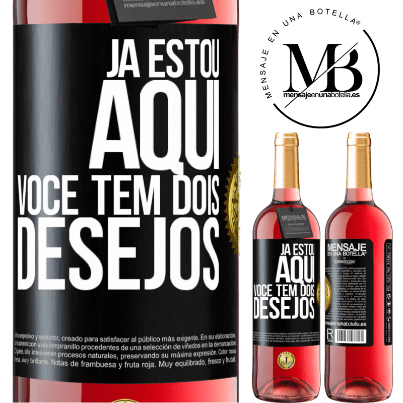 29,95 € Envio grátis | Vinho rosé Edição ROSÉ Já estou aqui. Você tem dois desejos Etiqueta Preta. Etiqueta personalizável Vinho jovem Colheita 2024 Tempranillo