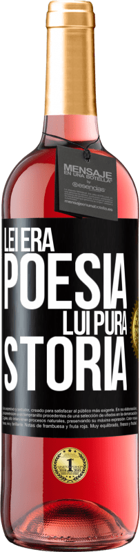 Spedizione Gratuita | Vino rosato Edizione ROSÉ Lei era poesia, lui pura storia Etichetta Nera. Etichetta personalizzabile Vino giovane Raccogliere 2023 Tempranillo