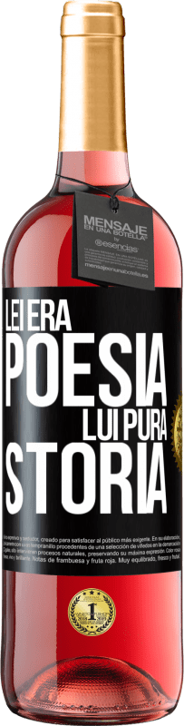 29,95 € Spedizione Gratuita | Vino rosato Edizione ROSÉ Lei era poesia, lui pura storia Etichetta Nera. Etichetta personalizzabile Vino giovane Raccogliere 2025 Tempranillo