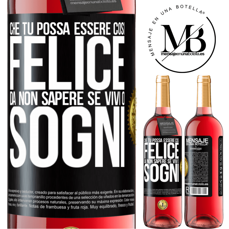 29,95 € Spedizione Gratuita | Vino rosato Edizione ROSÉ Che tu possa essere così felice da non sapere se vivi o sogni Etichetta Nera. Etichetta personalizzabile Vino giovane Raccogliere 2023 Tempranillo