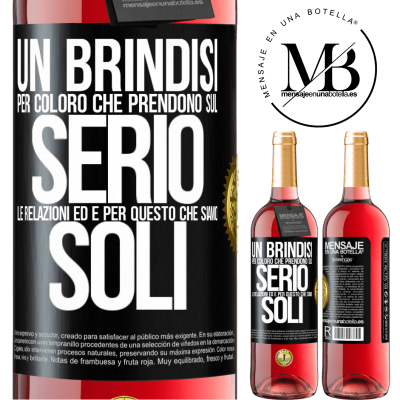 29,95 € Spedizione Gratuita | Vino rosato Edizione ROSÉ Un brindisi per coloro che prendono sul serio le relazioni ed è per questo che siamo soli Etichetta Nera. Etichetta personalizzabile Vino giovane Raccogliere 2023 Tempranillo