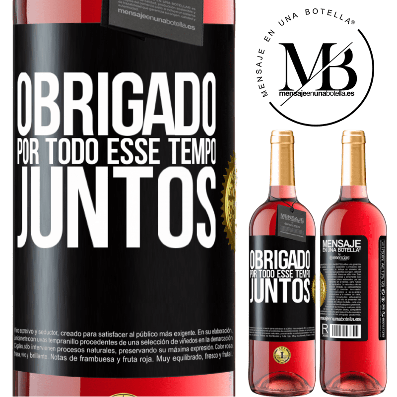 29,95 € Envio grátis | Vinho rosé Edição ROSÉ Obrigado por todo esse tempo juntos Etiqueta Preta. Etiqueta personalizável Vinho jovem Colheita 2023 Tempranillo