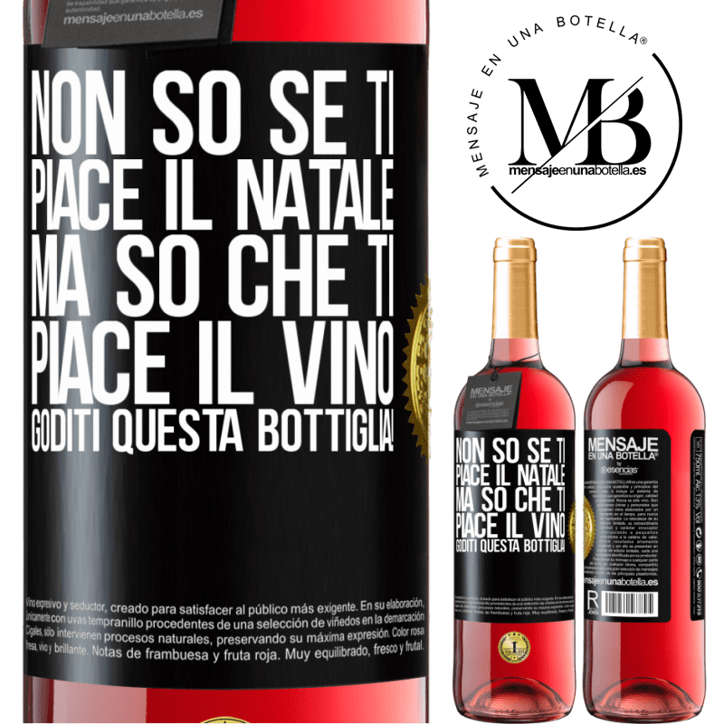 29,95 € Spedizione Gratuita | Vino rosato Edizione ROSÉ Non so se ti piace il Natale, ma so che ti piace il vino. Goditi questa bottiglia! Etichetta Nera. Etichetta personalizzabile Vino giovane Raccogliere 2025 Tempranillo