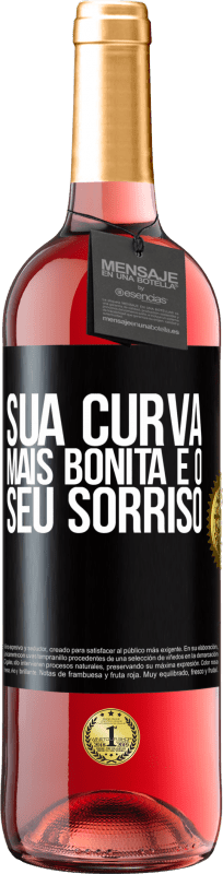 29,95 € | Vinho rosé Edição ROSÉ Sua curva mais bonita é o seu sorriso Etiqueta Preta. Etiqueta personalizável Vinho jovem Colheita 2024 Tempranillo