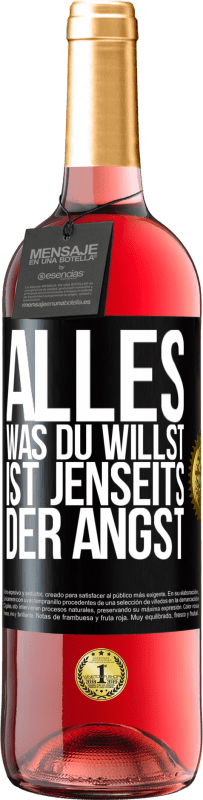 29,95 € | Roséwein ROSÉ Ausgabe Alles, was du willst, ist jenseits der Angst Schwarzes Etikett. Anpassbares Etikett Junger Wein Ernte 2024 Tempranillo